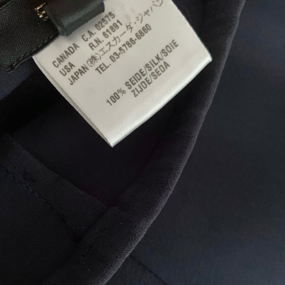 Escada Navy 100% Silk Wide Leg Pants - Picture 6 of 15